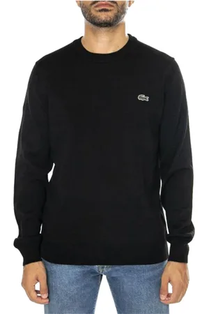Lacoste Strik, Herre, Sort, S, Uld, Sort sweater med klassisk logo