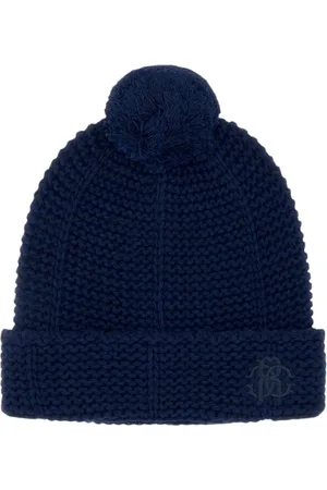Roberto Cavalli Tilbehør, unisex, Blå, ONE SIZE, Uld, Mørkeblå Pom-Pom Hat Unisex