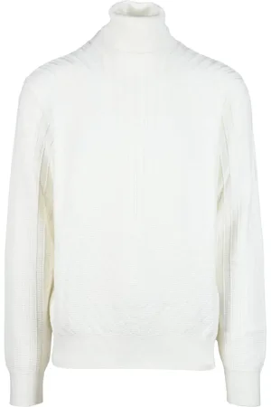 Armani Exchange Strik, Herre, Hvid, XL, Uld, Højhalset uldblandings sweater