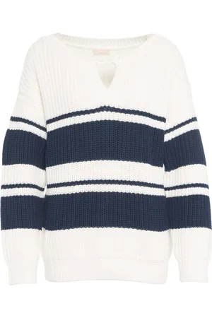 Liu Jo Strik, Dame, Flerfarvet, XS, Uld, Oversize Striktrøje Hvid