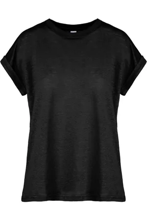 Bomboogie Top, Dame, Sort, 2XL, Linned, Slub Linen Jersey T-Shirt