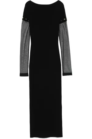 Sportmax Kjole, Dame, Sort, S, Sort, Aftagelige Ærmer Bådhals Kjole