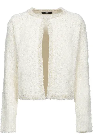 Fabiana Filippi Jakke, Dame, Hvid, S, Tweed, Elegant Lurex Tweed Fringed Jakke