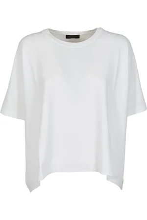 Roberto Collina Strik, Dame, Hvid, M, Hvid Sweater med Girocollo Hals