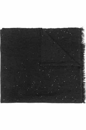 Brunello Cucinelli Tilbehør, Dame, Sort, ONE SIZE, Cashmere, Luksuriøst Cashmere Silke Diamant Tørklæde