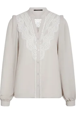 Bruuns Bazaar Bluser & Skjorter, Dame, Grå, S, Polyester, Elegant V-Neck Skjorte