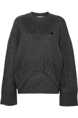The Attico Strik, Dame, Grå, XS, Uld, Uld-cashmere sweater med ribstrik
