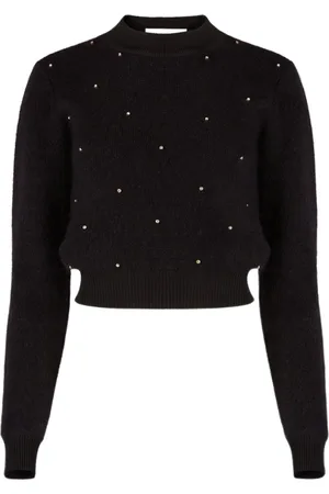 Nina Ricci Strik, Dame, Sort, 2XL, Uld, Mohair Blend Sweater Med Nitter