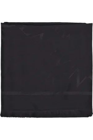 Lanvin Tilbehør, Dame, Sort, ONE SIZE, Uld, Logo Print Uld Silke Tørklæde