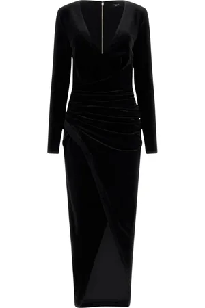 Guess Kjole, Dame, Sort, 2XL, Polyester, Sort Velvet Kjole med Slids foran
