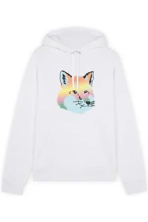 Maison Kitsuné Sweathshirts & Hoodies, Herre, Hvid, L, Bomuld, Fox Print Hættetrøje