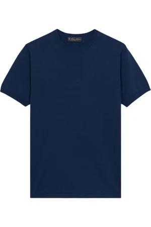 Brooks Brothers Strik, Herre, Blå, L, Bomuld, Mørkeblå Mako Bomulds Kortærmet Sweater