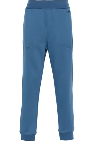 Ermenegildo Zegna Bukser, Herre, Blå, S, Bomuld, Blå joggingbukser med logo broderi