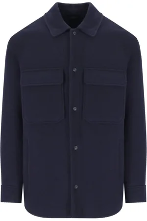 Emporio Armani Jakke, Herre, Blå, M, Uld, Navy Blå Uld Herringbone Jakke