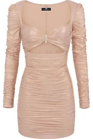Elisabetta Franchi Kjole, Dame, Lyserød, S, Draperet Lamineret Jersey Mini Kjole