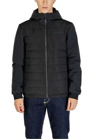 Calvin Klein Jakke, Herre, Sort, S, Uld, Sort Quiltet Hættejakke