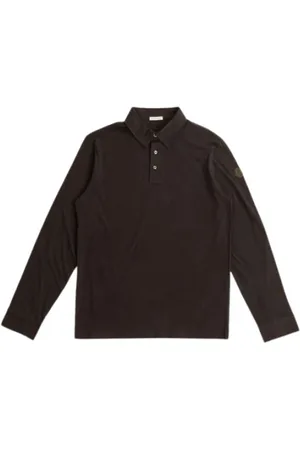 Moncler Top, Herre, Brun, XL, Bomuld, Brun LS Polo Shirt med Knapper