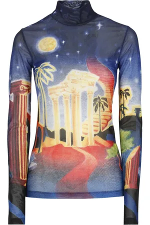 Casablanca Top, Dame, Flerfarvet, S, Polyester, Højhalset Langærmet T-shirt