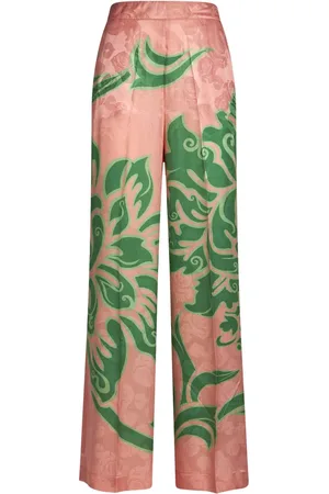 Etro Bukser, Dame, Flerfarvet, M, Pink Blomstrede Bukser