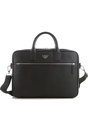 Emporio Armani Taske, Herre, Sort, ONE SIZE, Uld, Sort Briefcase med Lynlåslomme