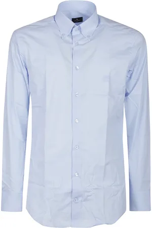 Etro Skjorte, Herre, Blå, L, Logo Button Down Langærmet Skjorte