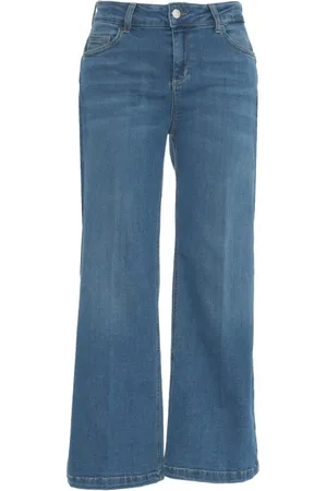 Liu Jo Jeans, Dame, Blå, W26, Uld, Blå Wide Leg Cropped Jeans