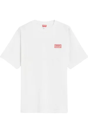 Kenzo Top, Herre, Hvid, L, Bomuld, Rød Logo T-shirt - Korte Ærmer