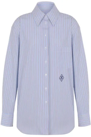 THE SEAFARER Bluser & Skjorter, Dame, Blå, M, Bomuld, Stribet bomuldsskjorte lavet i Italien