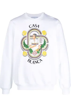 Casablanca Sweathshirts & Hoodies, Herre, Hvid, S, Bomuld, Bomulds sweatshirt med grafisk print