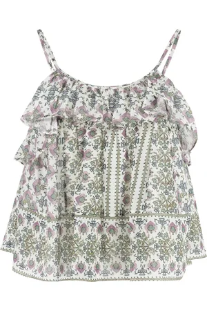 Isabel Marant Top, Dame, , M, Silketop med dekorative flæser