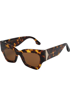 Victoria Beckham Tilbehør, Dame, Brun, ONE SIZE, Vinklede Geometriske Acetat Solbriller