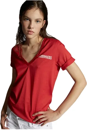 Dsquared2 Top, Dame, Rød, XS, Bomuld, Behagelig Bomulds T-shirt