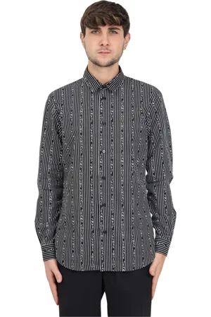 VERSACE Skjorte, Herre, Sort, M, Sort Stribet Logo Skjorte