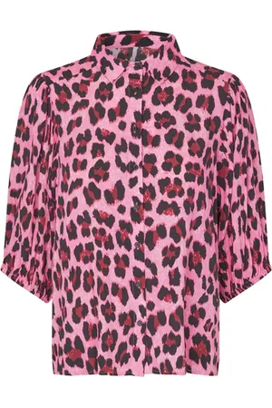 Lollys Laundry Bluser & Skjorter, Dame, Lyserød, S, Bomuld, Leopard Print Skjorte