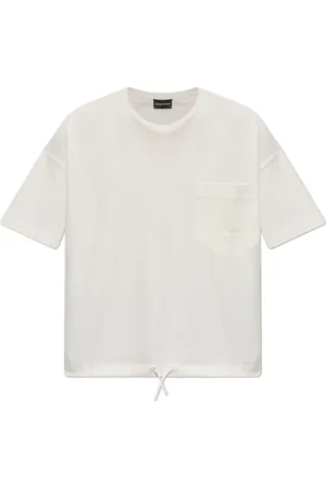 Emporio Armani Top, Dame, , M, Bomuld, Supima Jersey T-shirt med Logo Patch Lomme