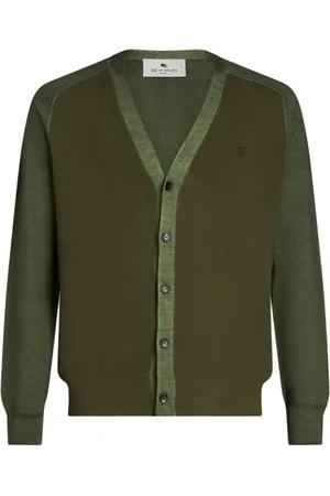 Etro Strik, Herre, Grøn, 2XL, Uld, Uld Cardigan