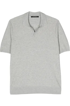 TAGLIATORE Top, Herre, Grå, 4XL, Bomuld, Paco Split-Neck Polo Shirt