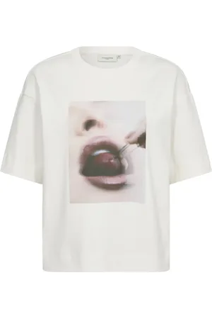 Copenhagen Muse Top, Dame, Hvid, L, Bomuld, Jet Stream Top med frontprint