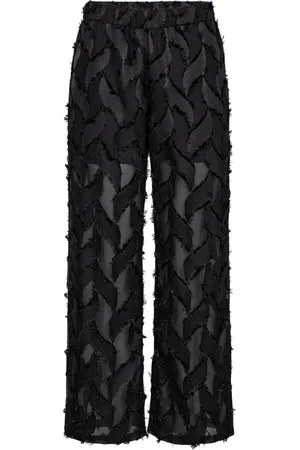 Co`Couture Bukser, Dame, Sort, XS, Polyester, Sorte bukser med bredt ben og elastik i taljen