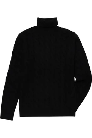 Brooks Brothers Strik, Herre, Sort, XS, Uld, Cable-Knit Turtleneck