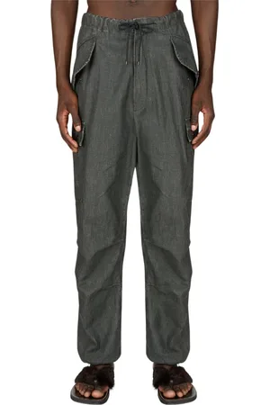DRIES VAN NOTEN Bukser, Herre, Grå, L, Uld, Linen Cargo Pants