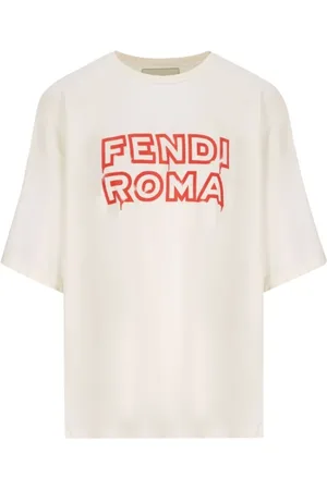 Fendi Top, Dame, Hvid, XS, Bomuld, Logo Print Bomulds T-Shirt