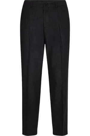 Calvin Klein Bukser, Herre, Sort, S, Uld, Højkvalitets Uldbukser med Lige Ben