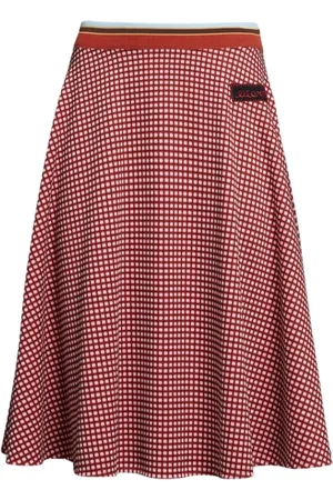 Marni Nederdel, Dame, Rød, S, Uld, Checkered Midi Skirt