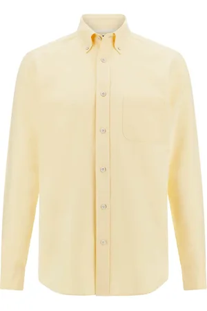 Boggi Milano Skjorte, Herre, Gul, L, Bomuld, Regular Fit Oxford Bomuldsskjorte