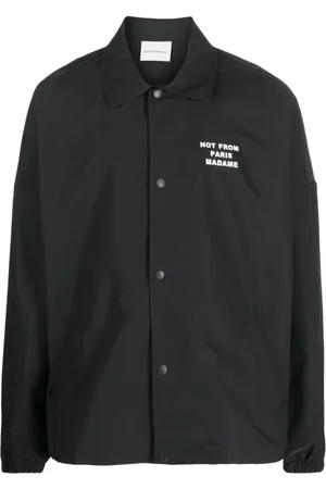 Drôle de Monsieur Jakke, Herre, Sort, M, Sort broderet logo jakke med slogan print