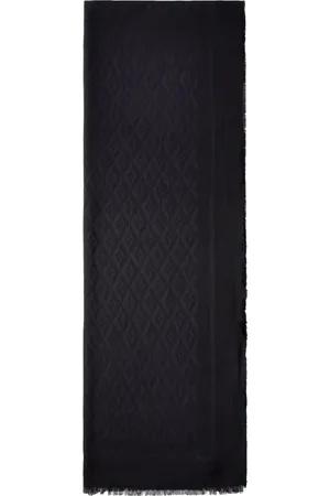 Elisabetta Franchi Tilbehør, Dame, Sort, ONE SIZE, Uld, Diamantmønstret Tørklæde