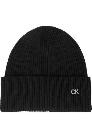 Calvin Klein Tilbehør, Dame, Sort, ONE SIZE, Uld, Re-Lock Mix Beanie