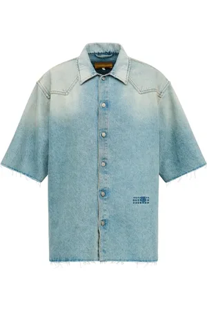 Maison Margiela Skjorte, Herre, Blå, S, Denim, Denim Kortærmet Skjorte