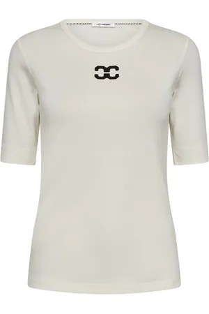 Co`Couture Top, Dame, Hvid, M, Bomuld, Broderet Logo T-shirt